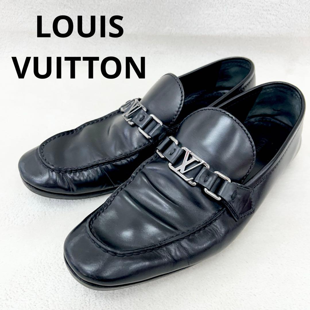 希少サイズ　ルイヴィトン　革靴　ホッケンハイム　LV金具　黒　28cm相当