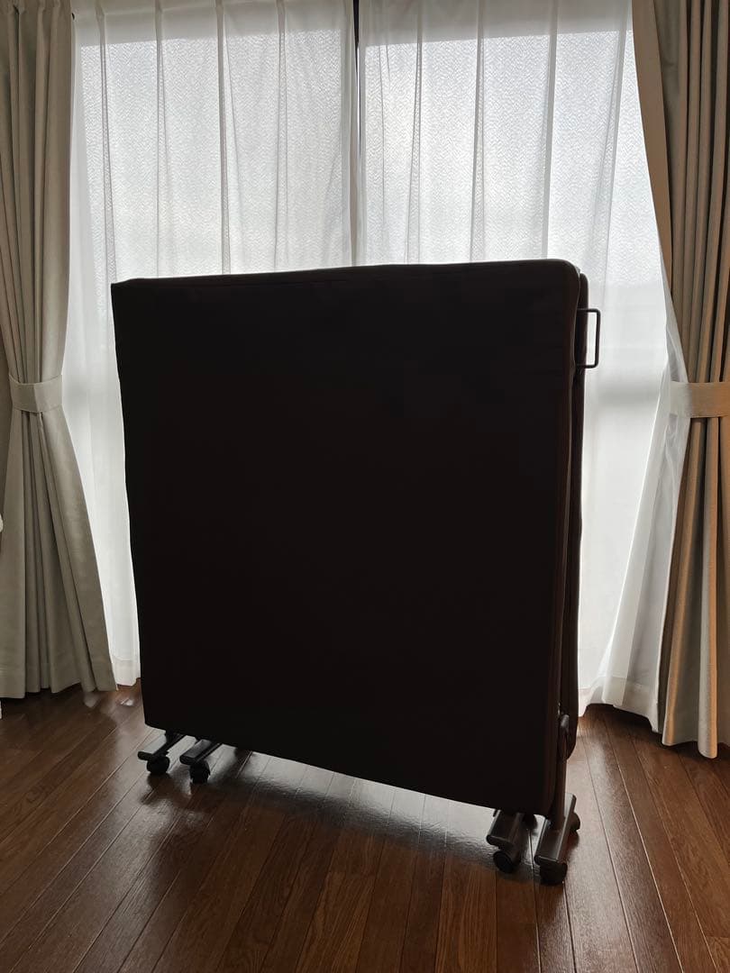 組立て不要の低反発折りたたみベッド(シングル) ダークブラウン