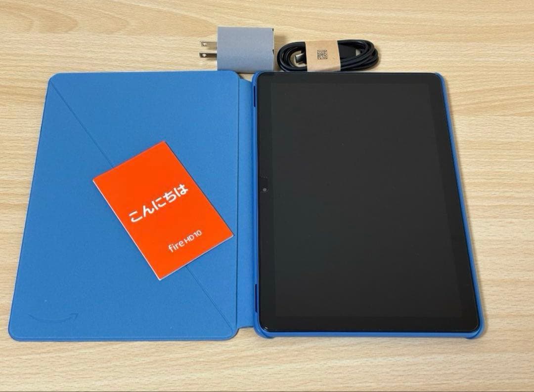 Fire HD 10 64GB ブルー カバー付・ガラスフィルム貼付済ほぼ未使用
