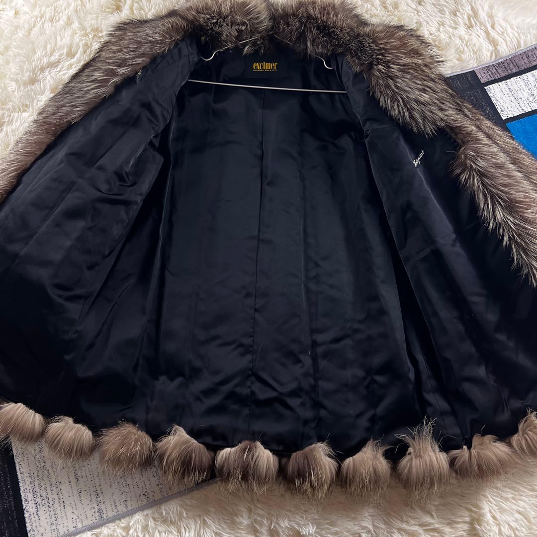 総丈87㎝ シルバーフォックス ファーコート XL相当 毛並み◎なめし柔らか