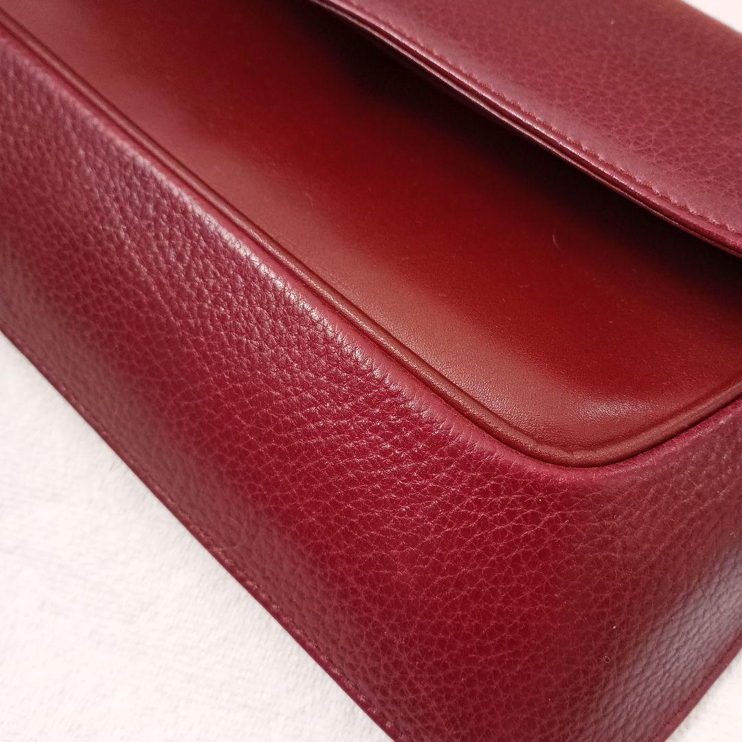 レザー フラップクラッチバッグ バーガンディ