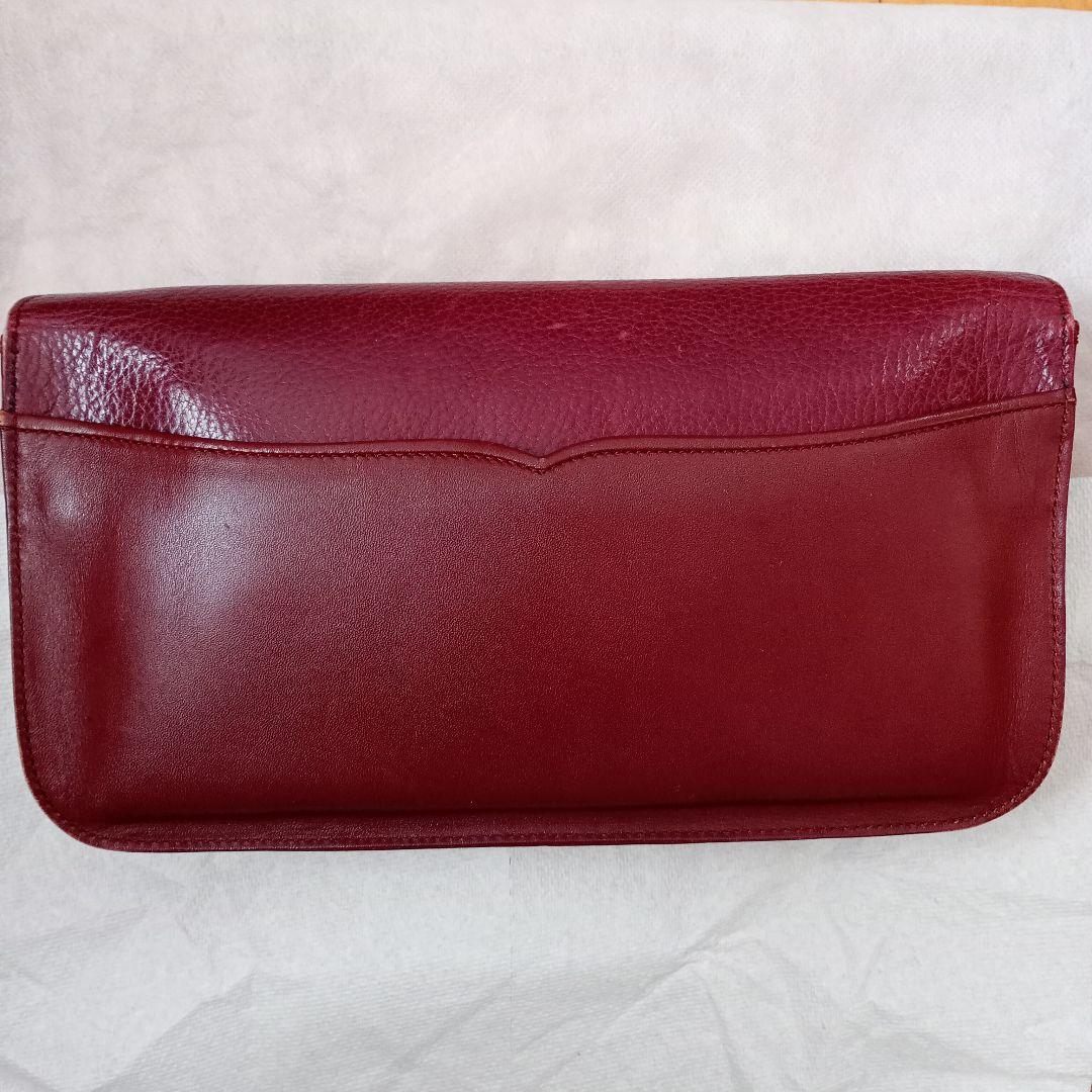 レザー フラップクラッチバッグ バーガンディ