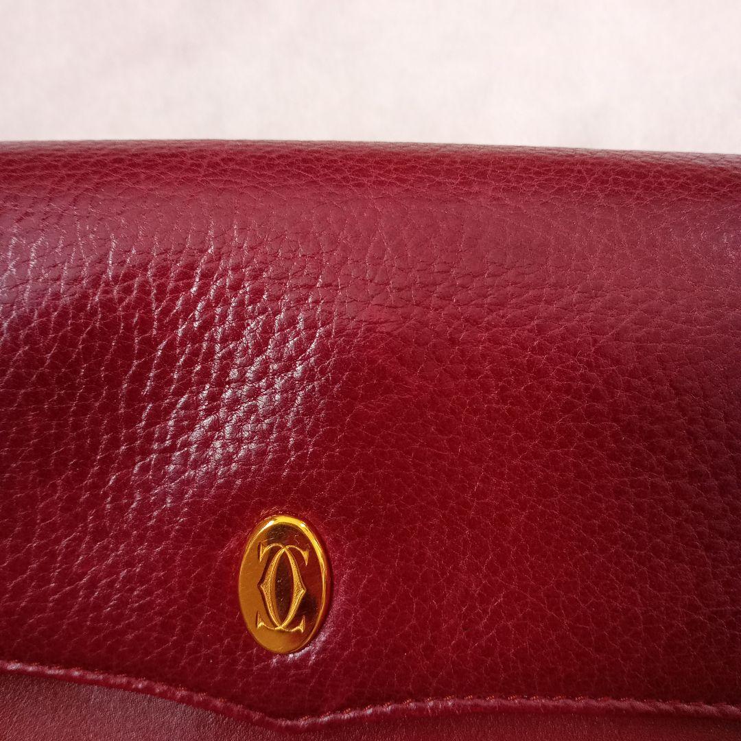 レザー フラップクラッチバッグ バーガンディ