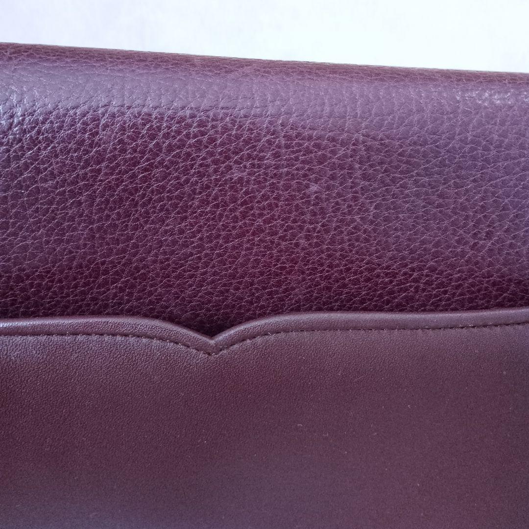 レザー フラップクラッチバッグ バーガンディ