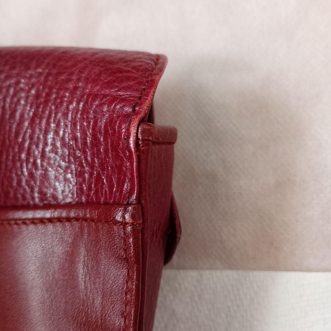 レザー フラップクラッチバッグ バーガンディ