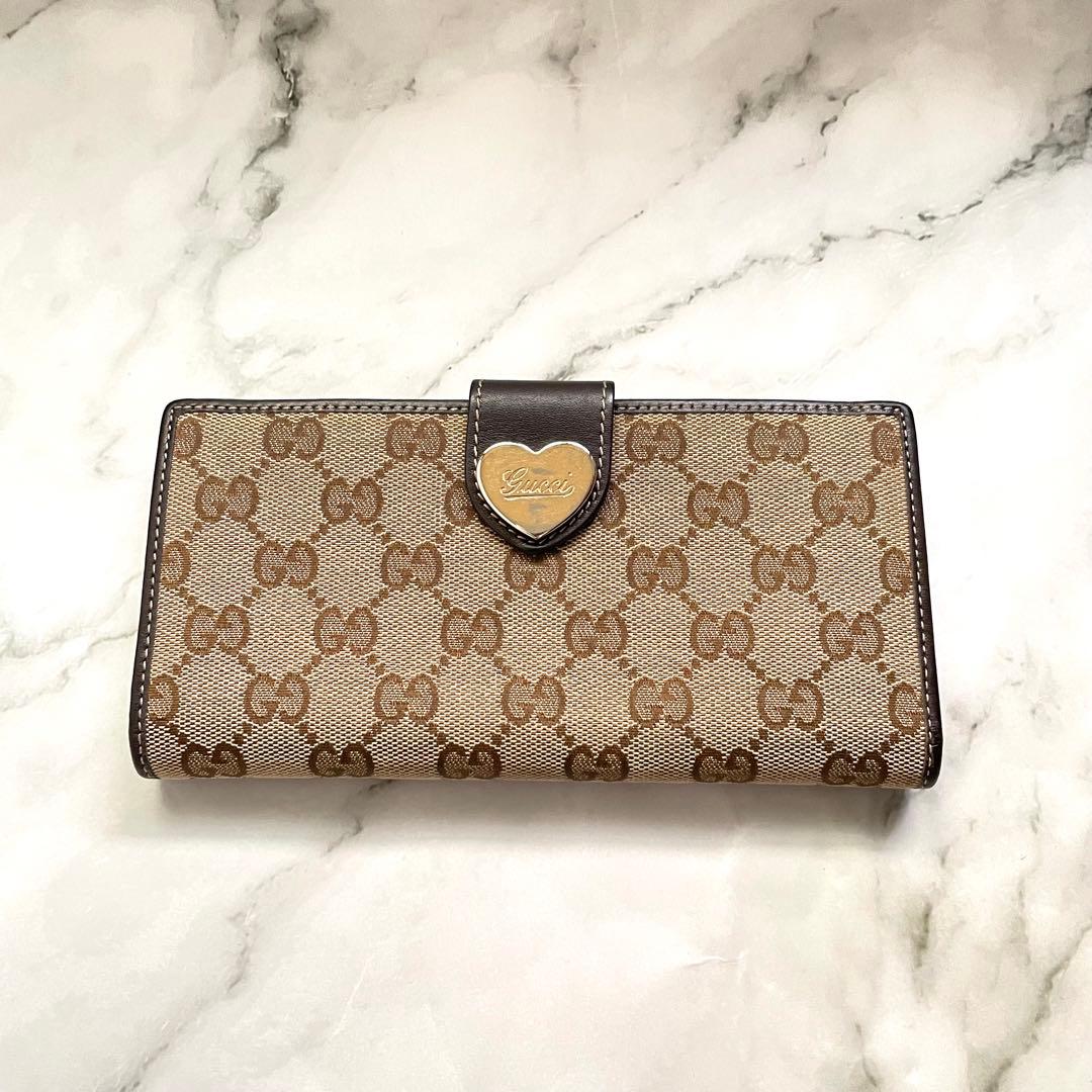 GUCCI グッチ ラブリーハート GGキャンバス 長財布　0123-⑤