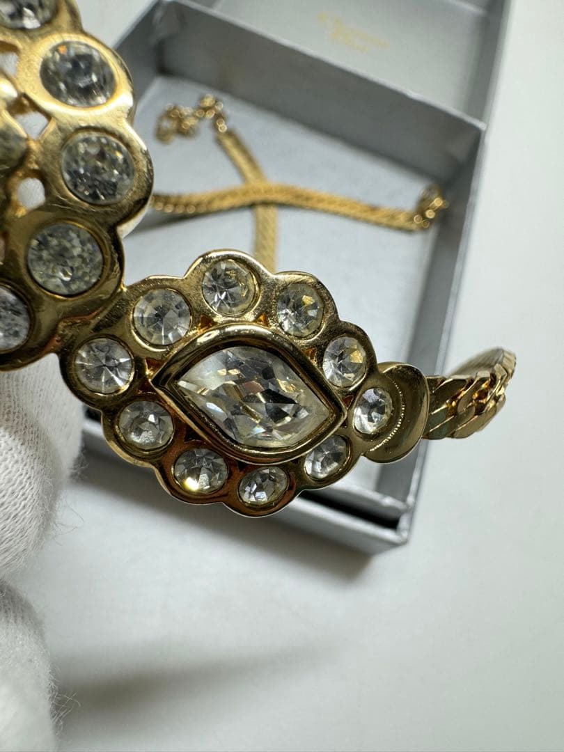 Christian Dior ネックレス ネックレス ラインストーン ゴールド