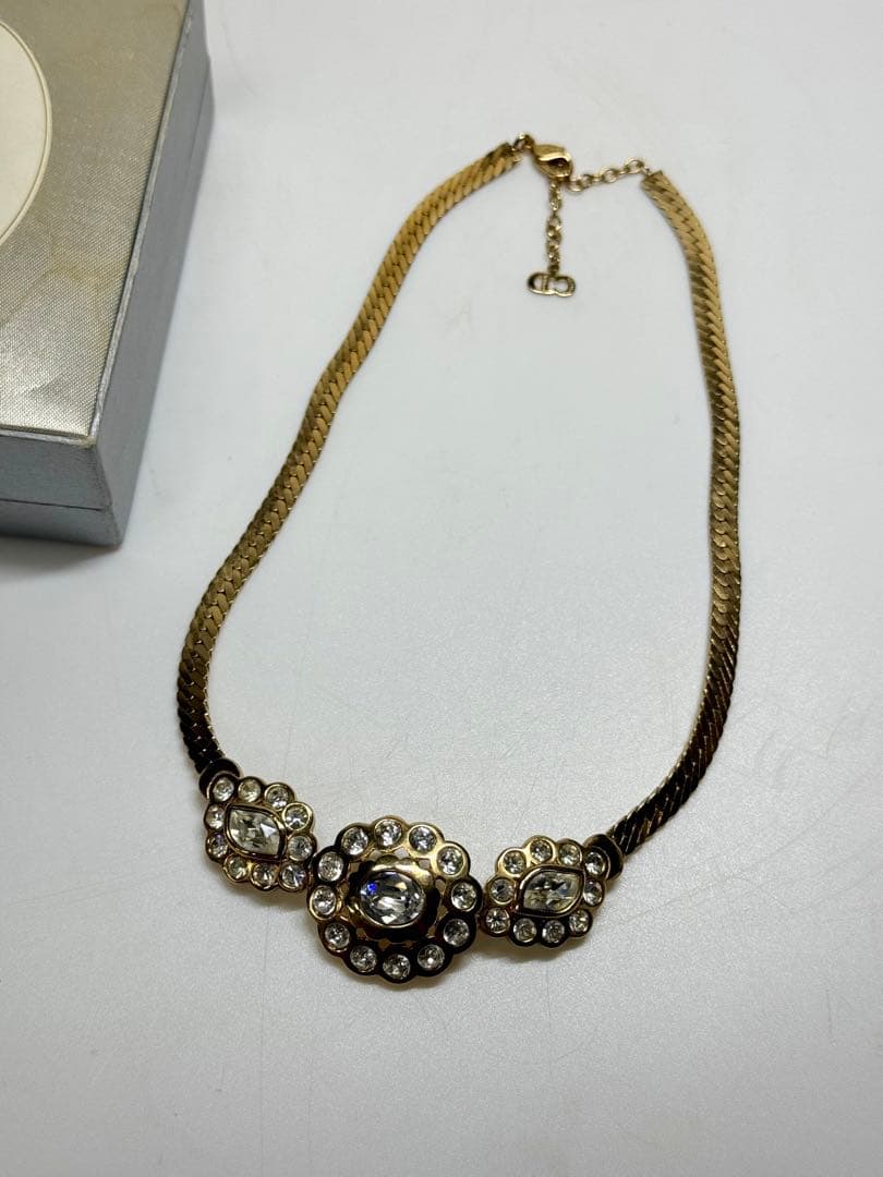 Christian Dior ネックレス ネックレス ラインストーン ゴールド