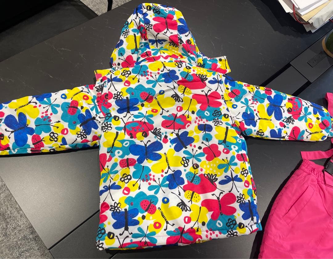 子供用 蝶々花柄スキーウェアセット