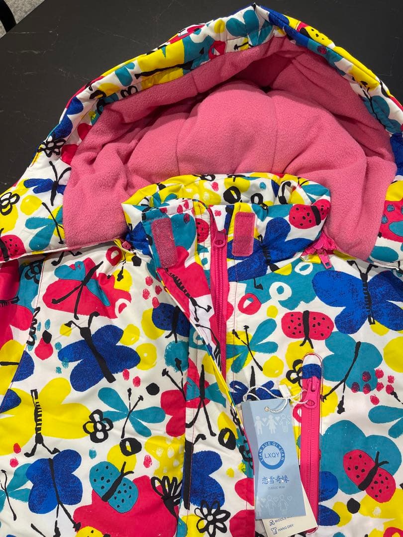 子供用 蝶々花柄スキーウェアセット