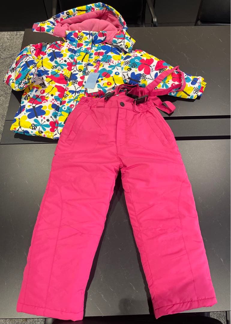子供用 蝶々花柄スキーウェアセット