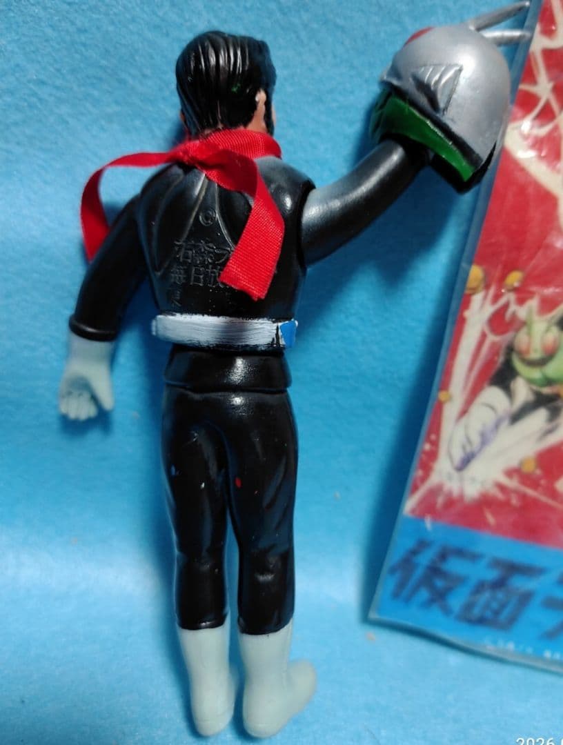 昭和レトロ当時物 旧バンダイ 仮面ライダー 面取れマスク取れ カスタムソフビミニ