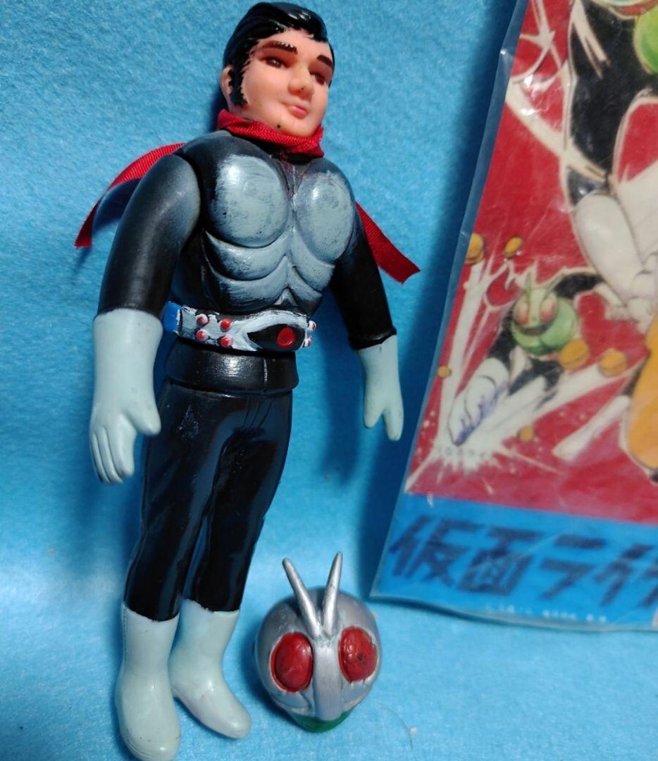 昭和レトロ当時物 旧バンダイ 仮面ライダー 面取れマスク取れ カスタムソフビミニ