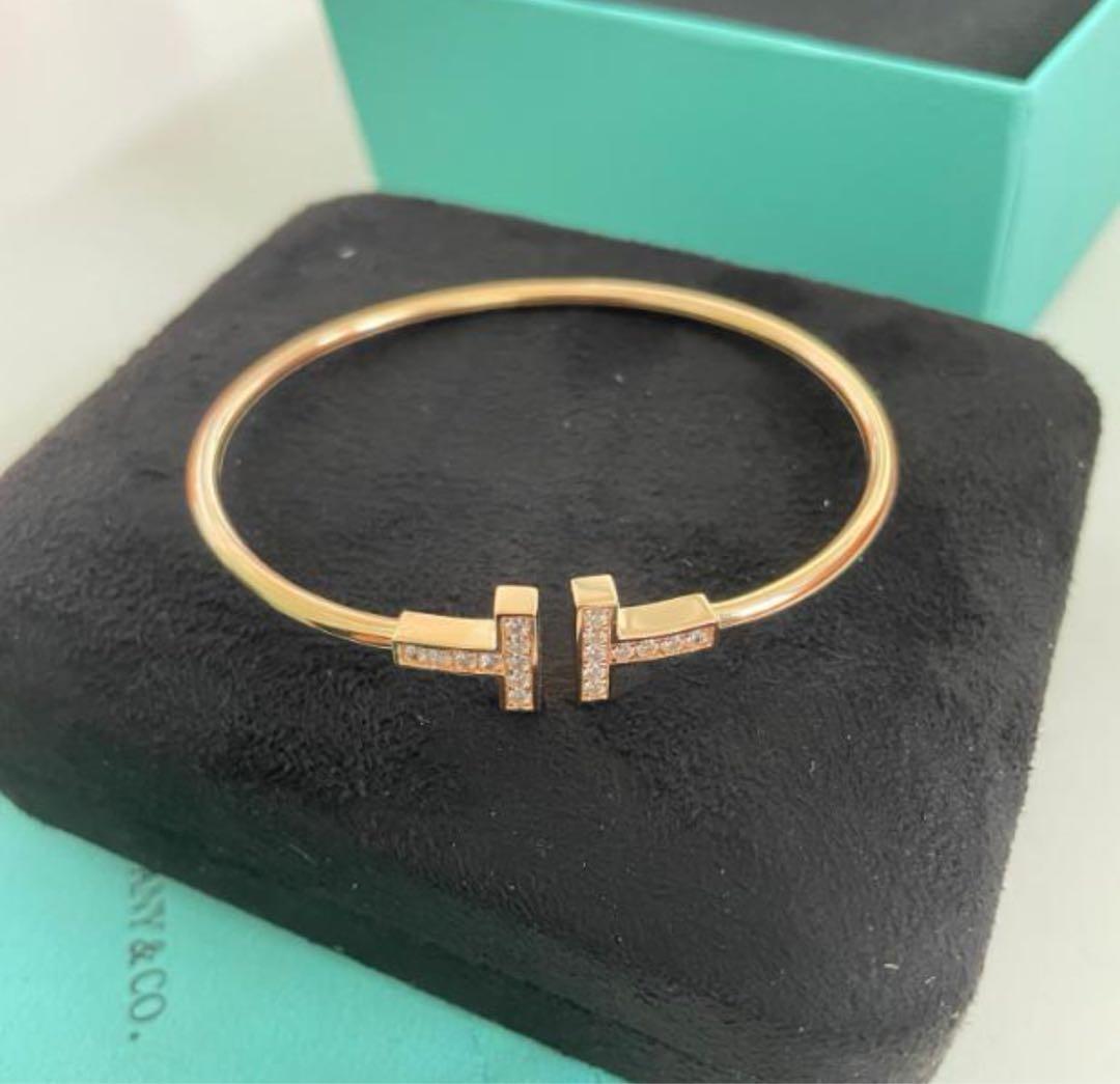 ティファニー ダイヤ　Tワイヤー ブレスレット　PG ローズゴールド