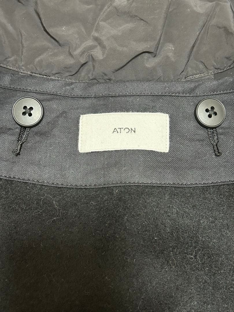早者勝25AW ATON AIR WEATHER 黒 02 ショートモッズコート