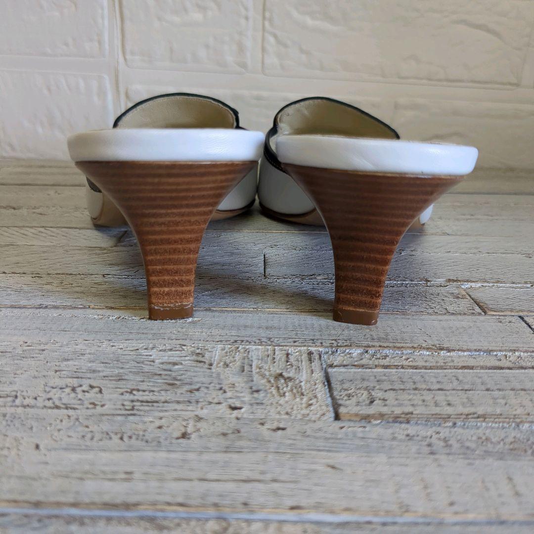 【未使用級】COACH コーチ リボン付き ミュール ホワイト 8B 25cm