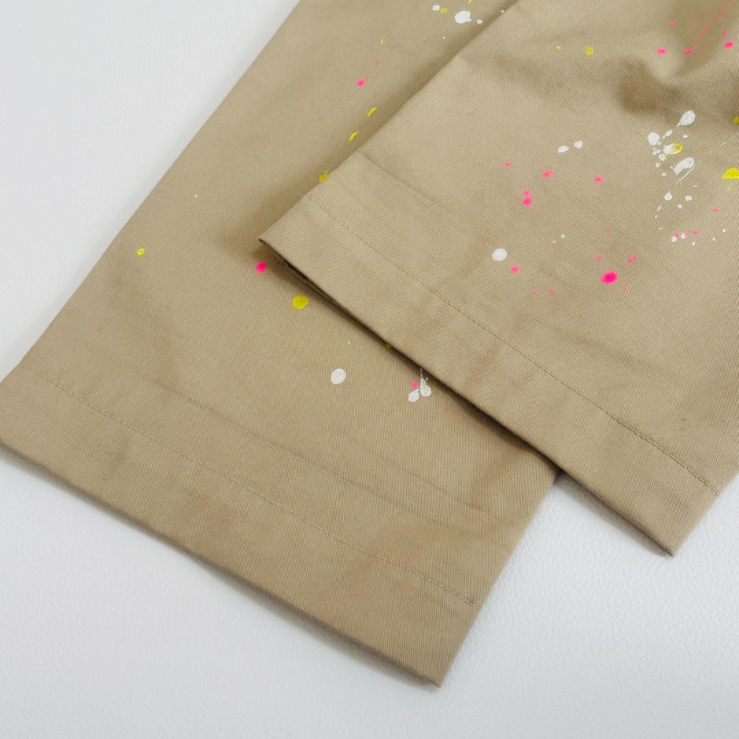 SAPEur スケート チノパンツ ペンキ加工 ドローコード XL ベージュ