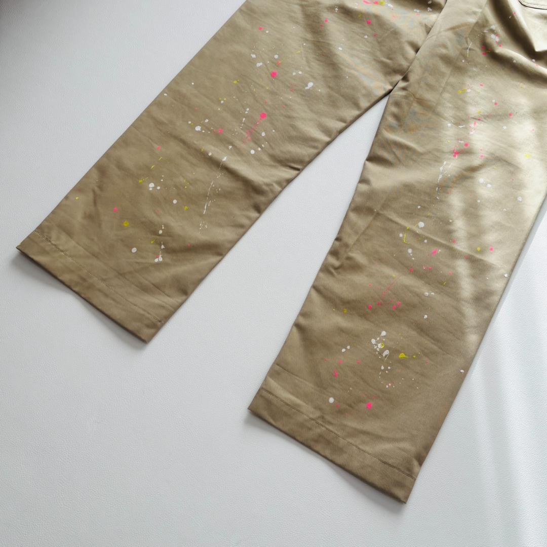 SAPEur スケート チノパンツ ペンキ加工 ドローコード XL ベージュ