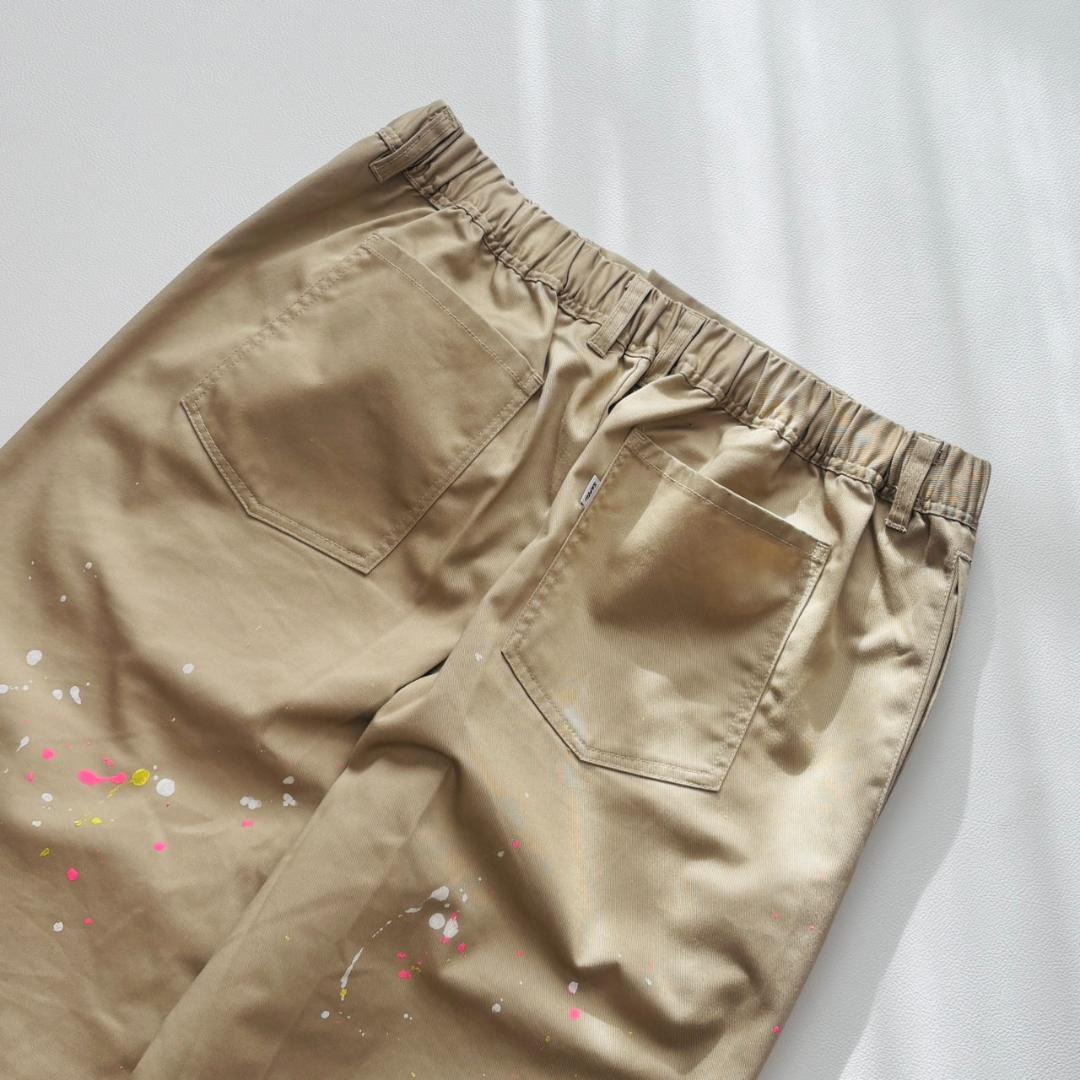 SAPEur スケート チノパンツ ペンキ加工 ドローコード XL ベージュ