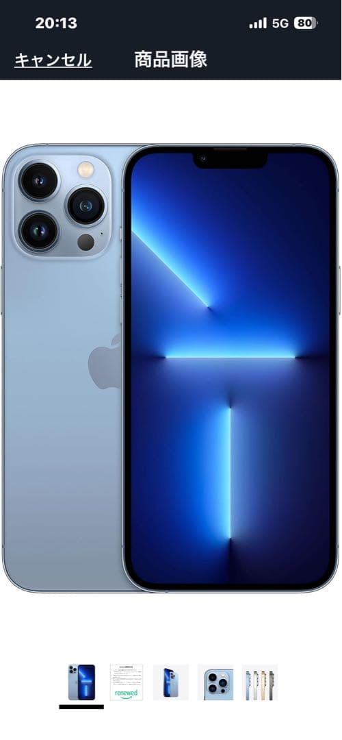 新品iPhone 13 Promax シエラブルー本体とヘビ皮幸運ケース付き