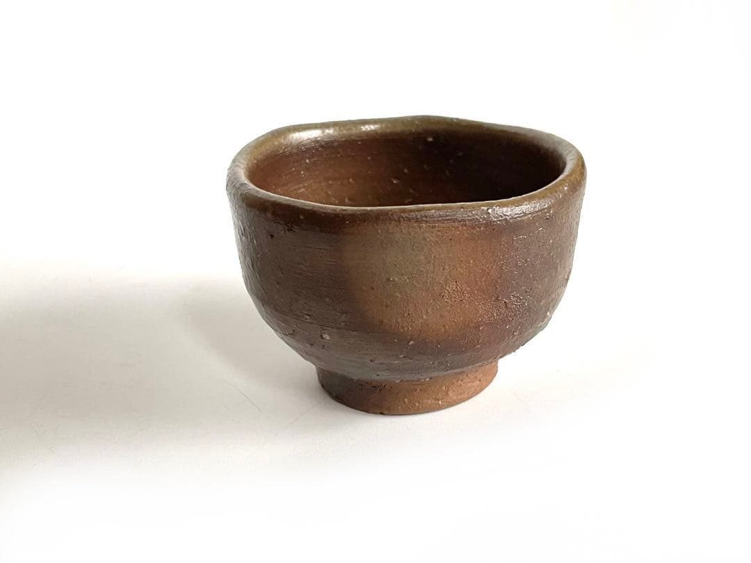 陶芸家　藤原建　備前　ぐい呑　備前焼　牡丹餅手　共箱