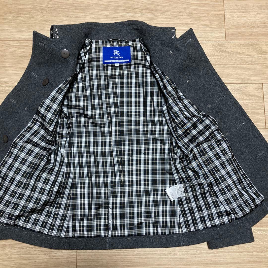 美品　バーバリーブルーレーベル　 Pコート ダブル ノバチェック38 銀ボタン
