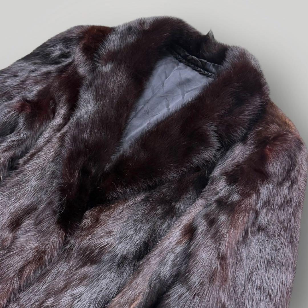 着丈114 ミンク MINK ロングコート Aライン 毛艶 ブラウン
