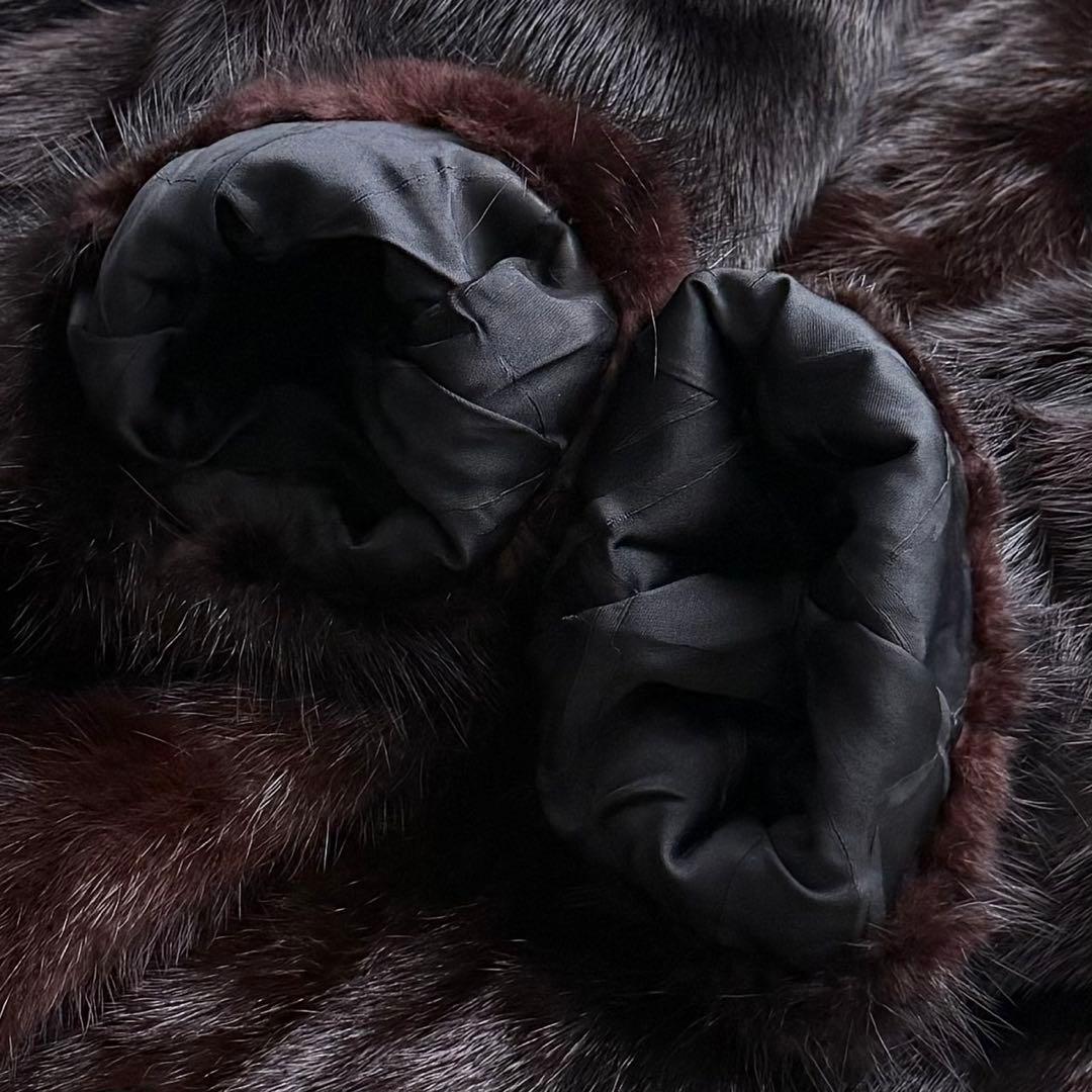 着丈114 ミンク MINK ロングコート Aライン 毛艶 ブラウン