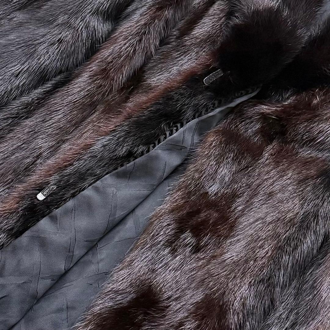 着丈114 ミンク MINK ロングコート Aライン 毛艶 ブラウン