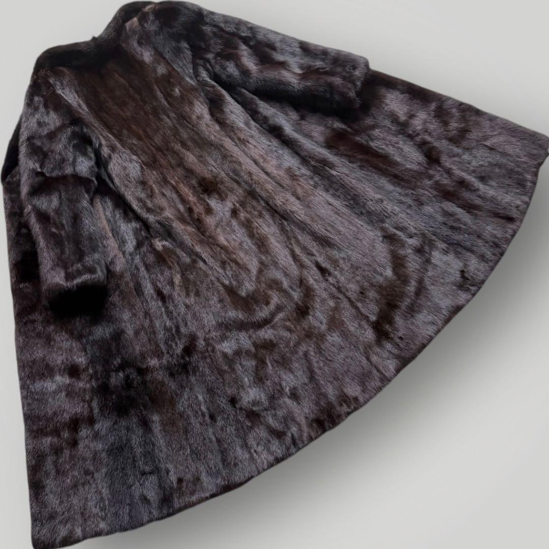 着丈114 ミンク MINK ロングコート Aライン 毛艶 ブラウン
