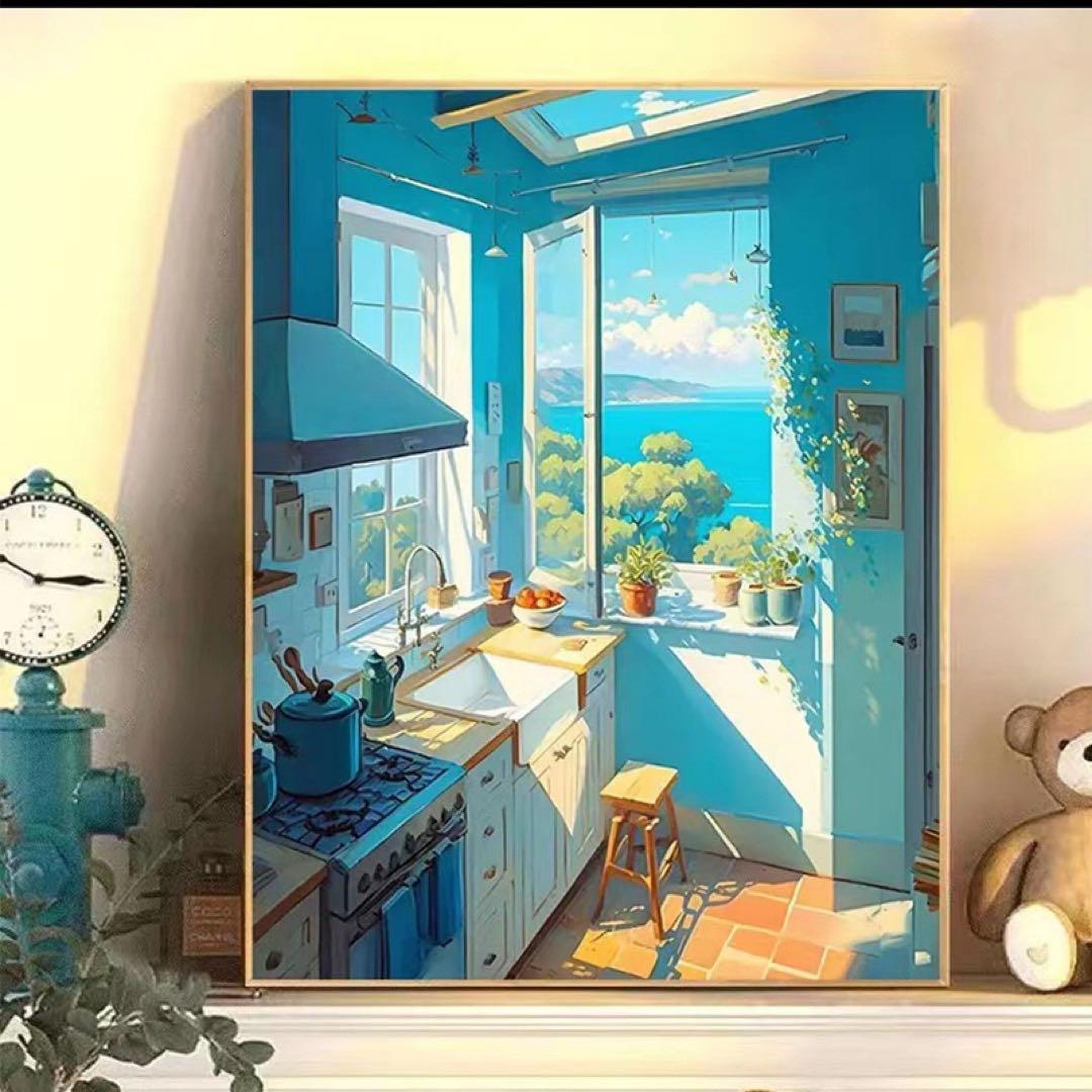 風景画 キッチンからの海の眺め