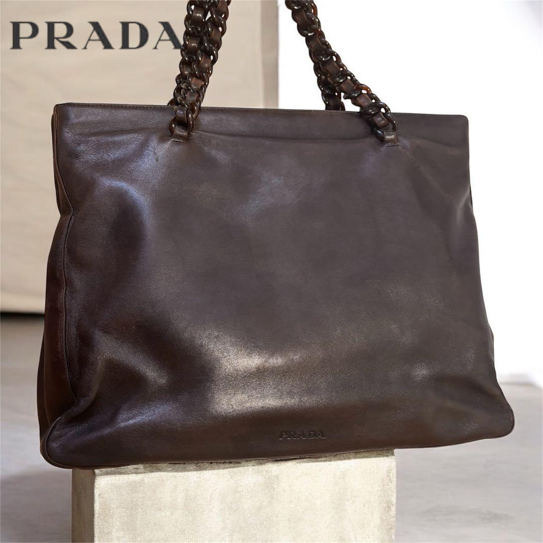 美品　PRADA ショルダーバッグ トートバッグ　レザー シリアル113
