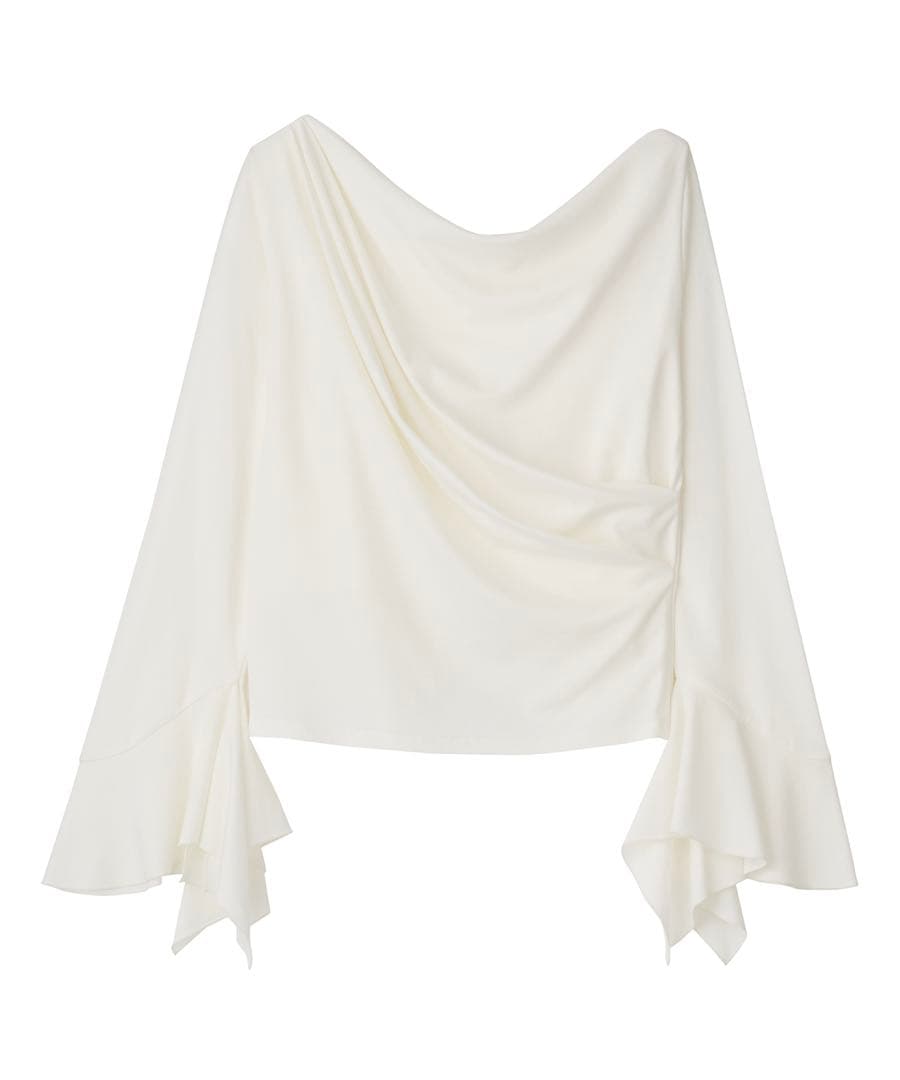 Aimeine ドレープネックカブススリーブトップス