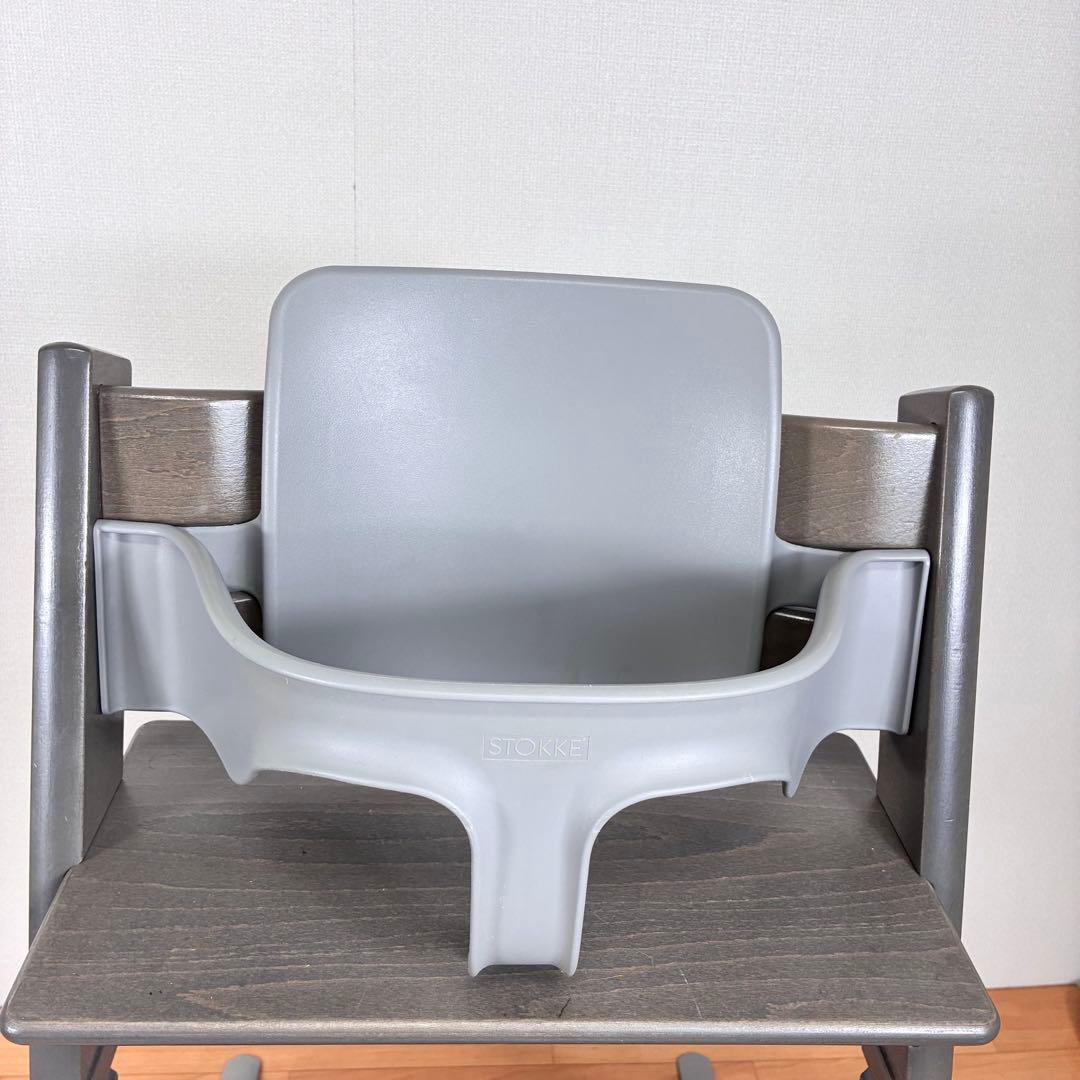 【美品】STOKKE トリップトラップ ヘイジーグレー ベビーセット付 S/N5