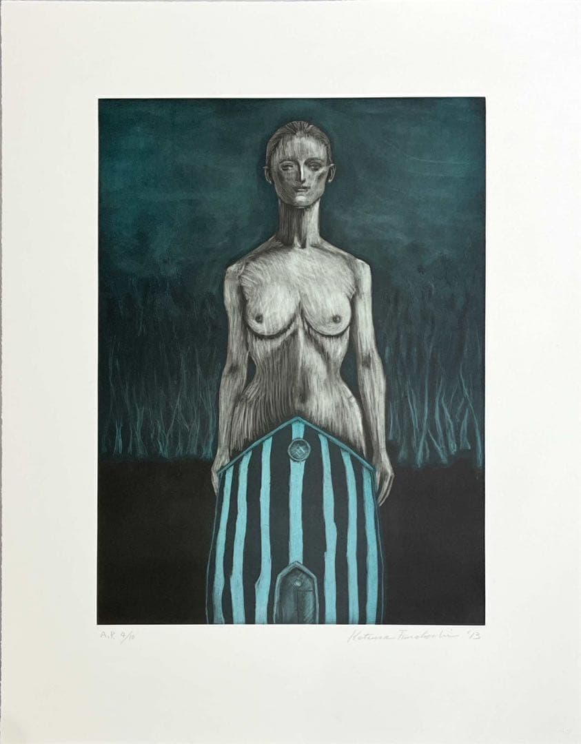 【真作保証】舟越桂「青い森で」2013 銅版画 AP サイン入