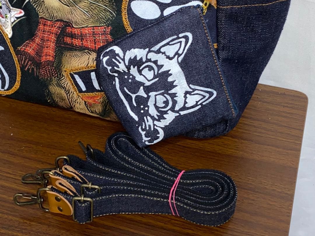 ハンドメイド☆ステンシル☆トラネコ☆リュック対応☆4wayあおりバッグ