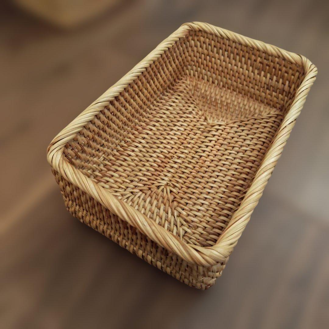 重なるラタン長方形バスケット　大　６個セット