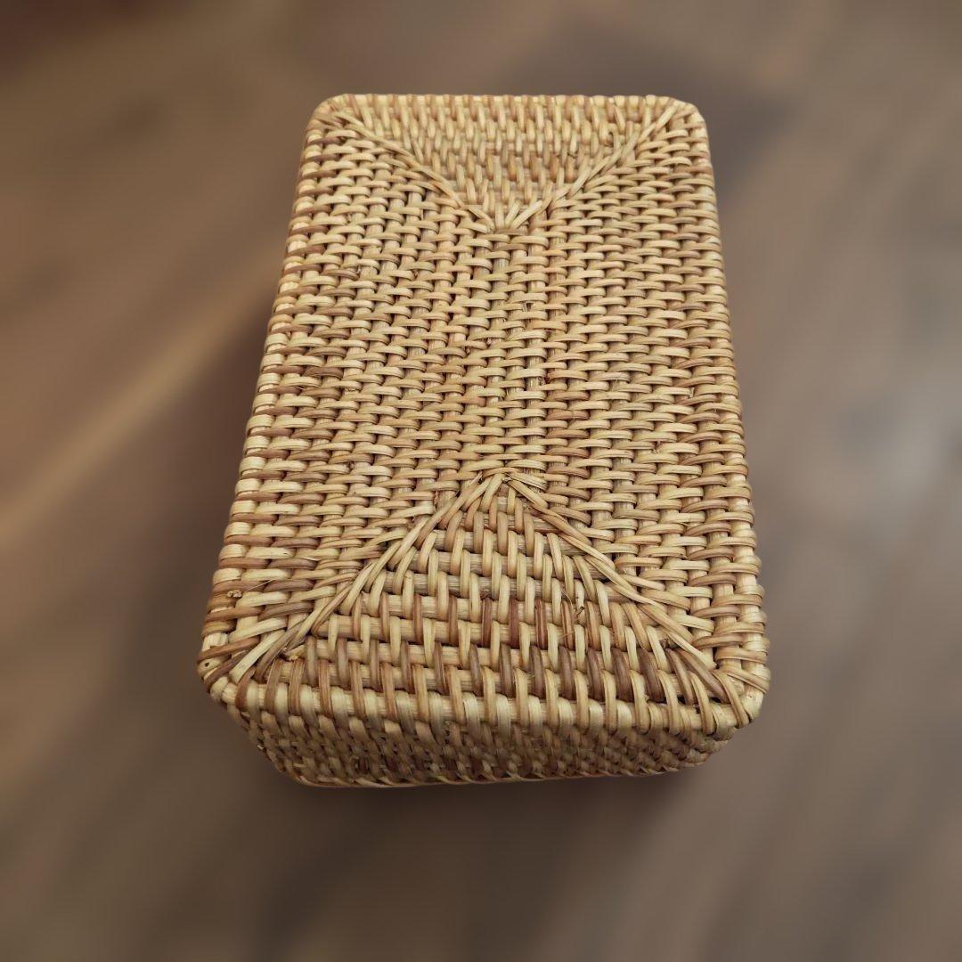 重なるラタン長方形バスケット　大　６個セット