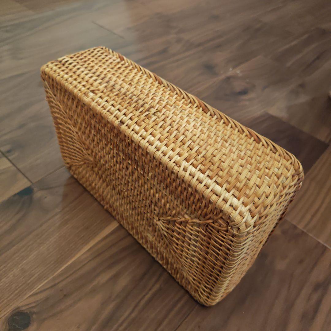 重なるラタン長方形バスケット　大　６個セット