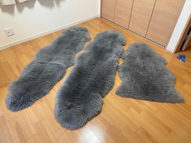 ムートン　3人掛けソファー用　一人掛け用付　ラグにも　お得な三枚セット