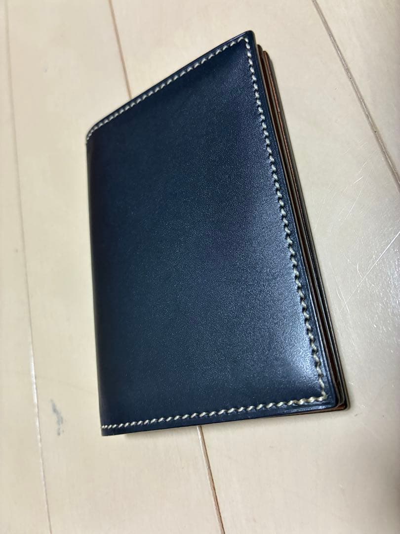 万双　双鞣和地　名刺入　ネイビー