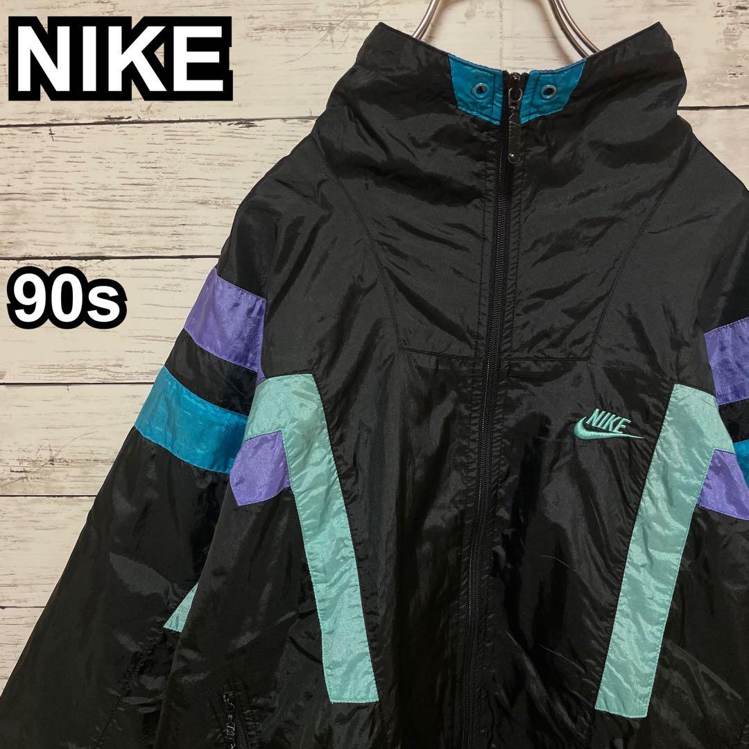 955【入手困難】ナイキ♤刺繍ロゴ　90s 銀タグ　ナイロンジャケット　美品