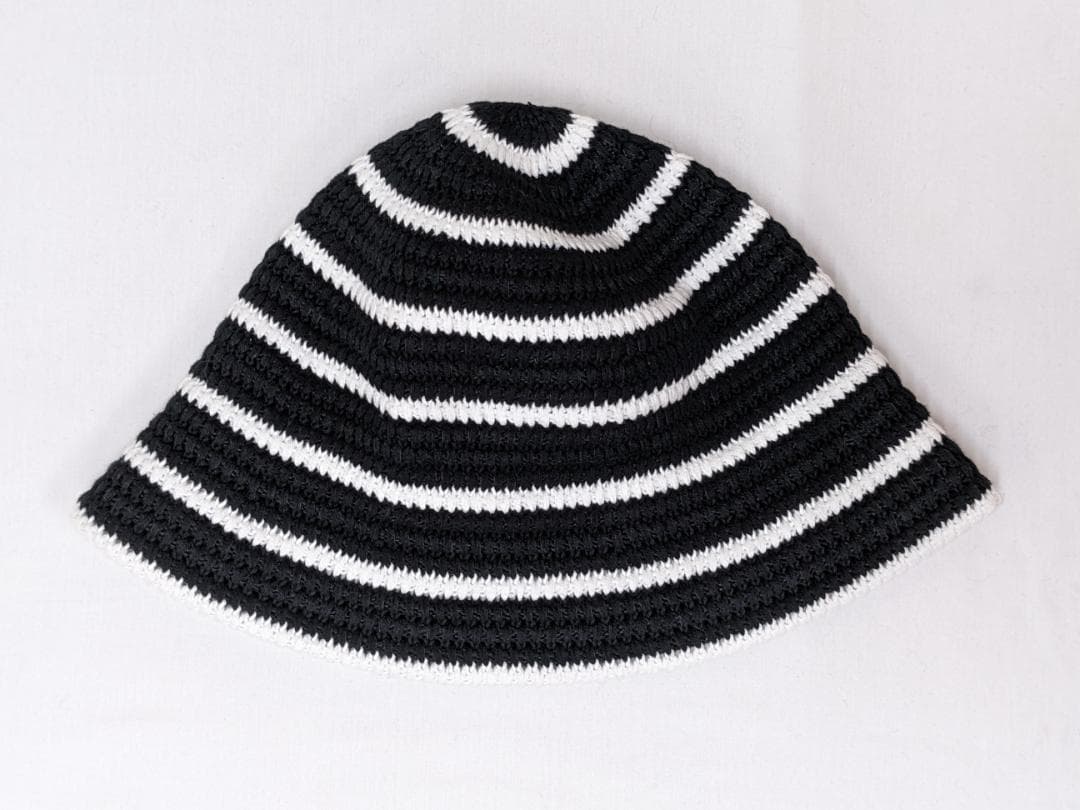 クーティー/ローゲージボーダーニットバケットハット/サイズ調整可内部アジャスター