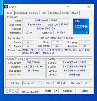 CPU Intel Core i7-13700F CPU