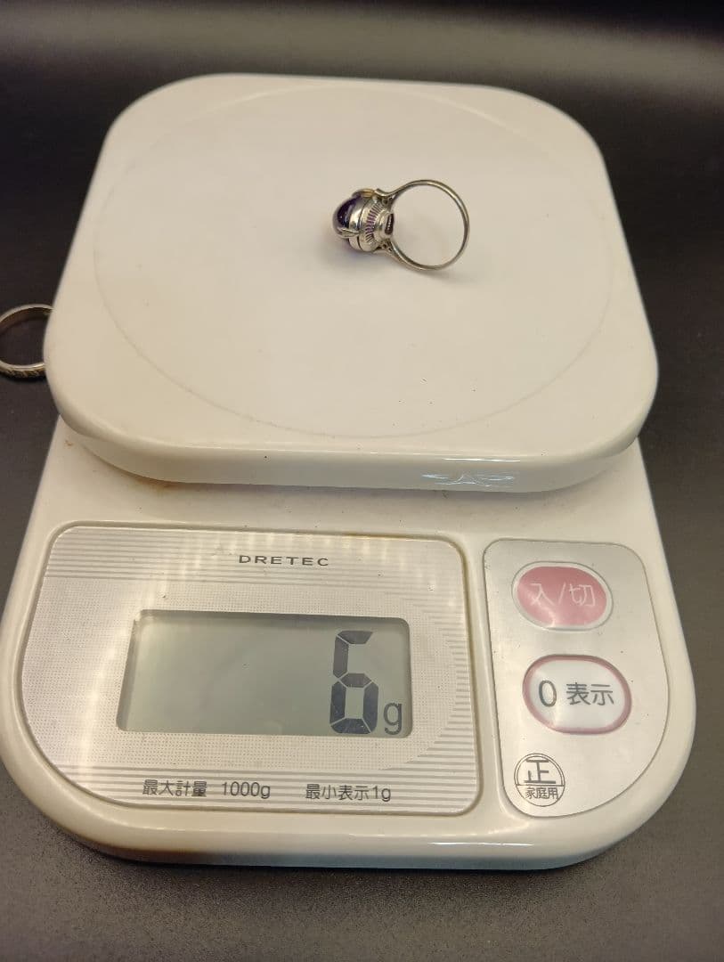 紫色のストーンリング 11g PT プラチナ　Pm刻印　刻印あり　ヴィンテージ
