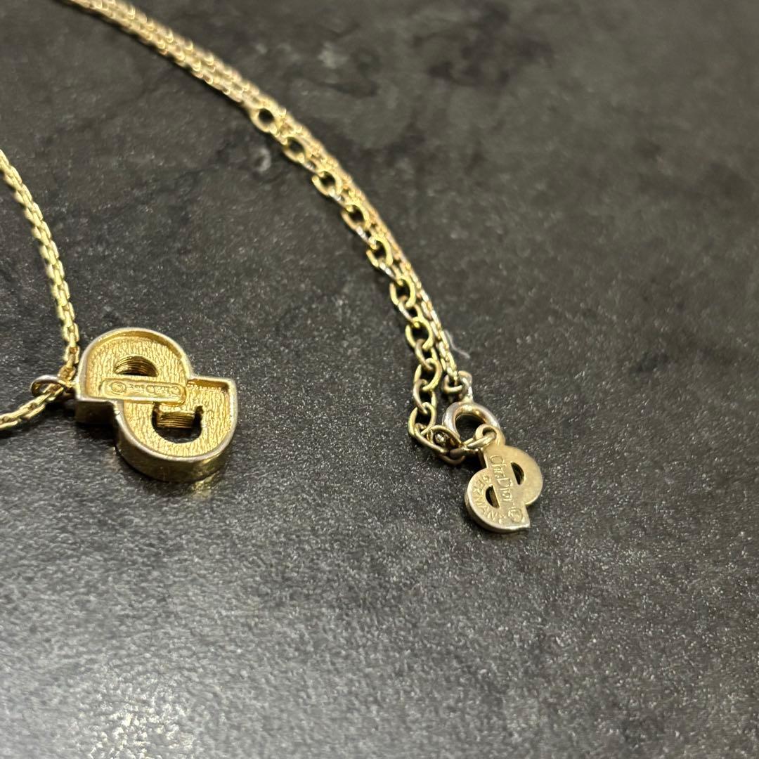 クリスチャンディオール　ゴールド　ネックレス　ラインストーン　CDロゴ
