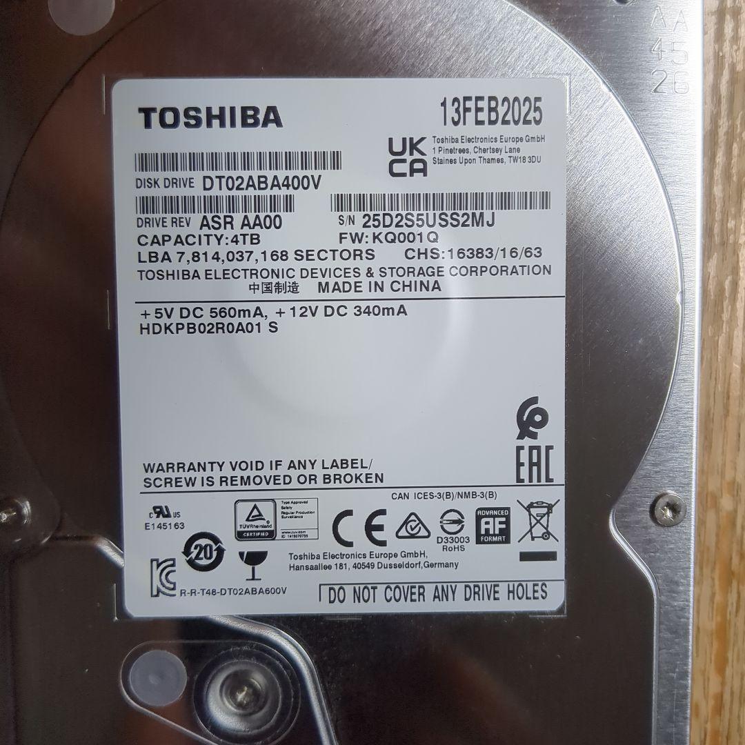 内蔵型ハードディスクドライブ HDD4TB