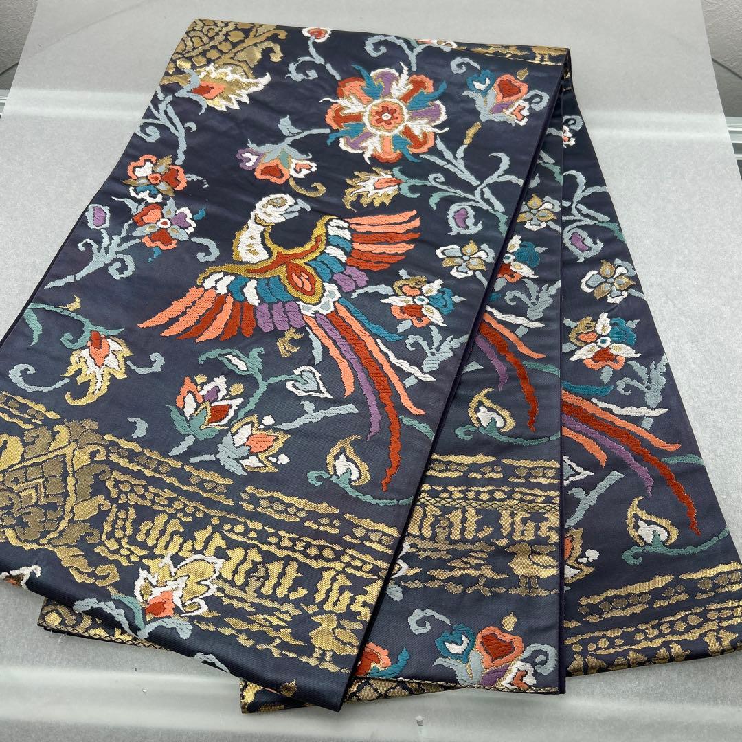 【ペルシャ　更紗文】高級絹製 袋帯 鳳凰と花柄0123