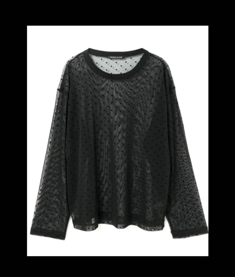 【mizuiro ind 】メッシュドットクルーネックプルオーバー　ブラック　F