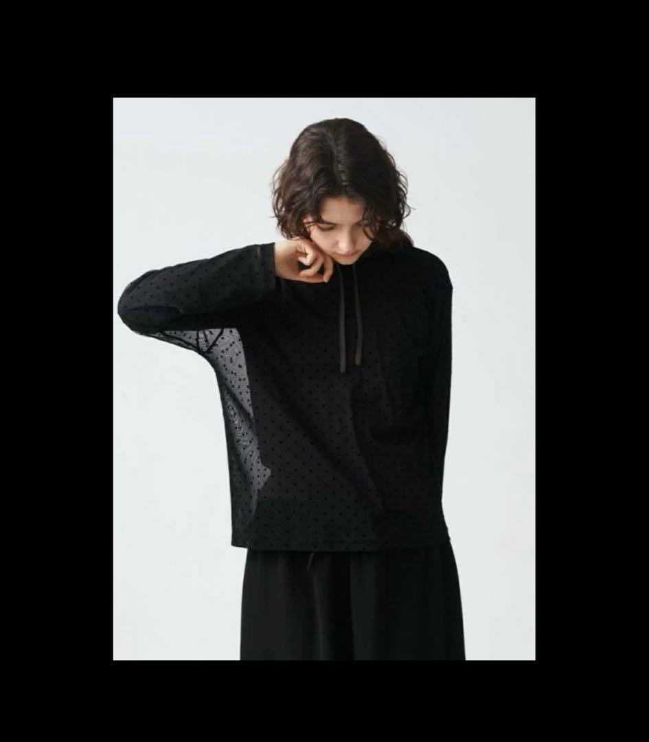 【mizuiro ind 】メッシュドットクルーネックプルオーバー　ブラック　F